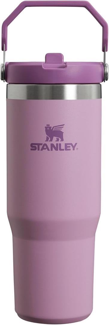 Stanley IceFlow Flip Straw Tumbler with Handle | Twist On Lid and Flip Up Straw | Leak Resistant Water Bottle | Insulated Stainless Steel | BPA-Free (30 Ounces, Lilac)