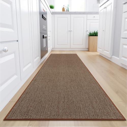 KIMODE Kitchen Runner Rug 30"x70", Non Slip Washable Kitchen Runner Rugs, Farmhouse Rugs for Floor, Absorbent Kitchen Mats for Floor, Front of Sink EntrywayHallway Laundry Room,Brown