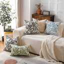 VAKADO Farmhouse Block Print Throw Pillow Covers 18X18 Set of 1 Vintage Outdoor Decorative Floral Cute Print Flower Soft Home Decor for Bedroom Sofa Chair Porch, Black