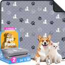 Washable Pee Pads for Dogs, 2 Pack Reusable Puppy Pads, Waterproof Pet Pee Pads for Dog Potty Training, Extra Large Dog Pee Pads for Crate, Playpen, and Whelping, Durable and Absorbent, Grey 24"x36" (Gray)