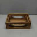 Okllen Set of 2 Wooden Nesting Countertop Baskets, Decorative Wood Storage Box Farmhouse Rustic Crate with Cutout Handles for Bread, Fruit, Vegetables, Kitchen, Bathroom, Pantry Supplies, Brown