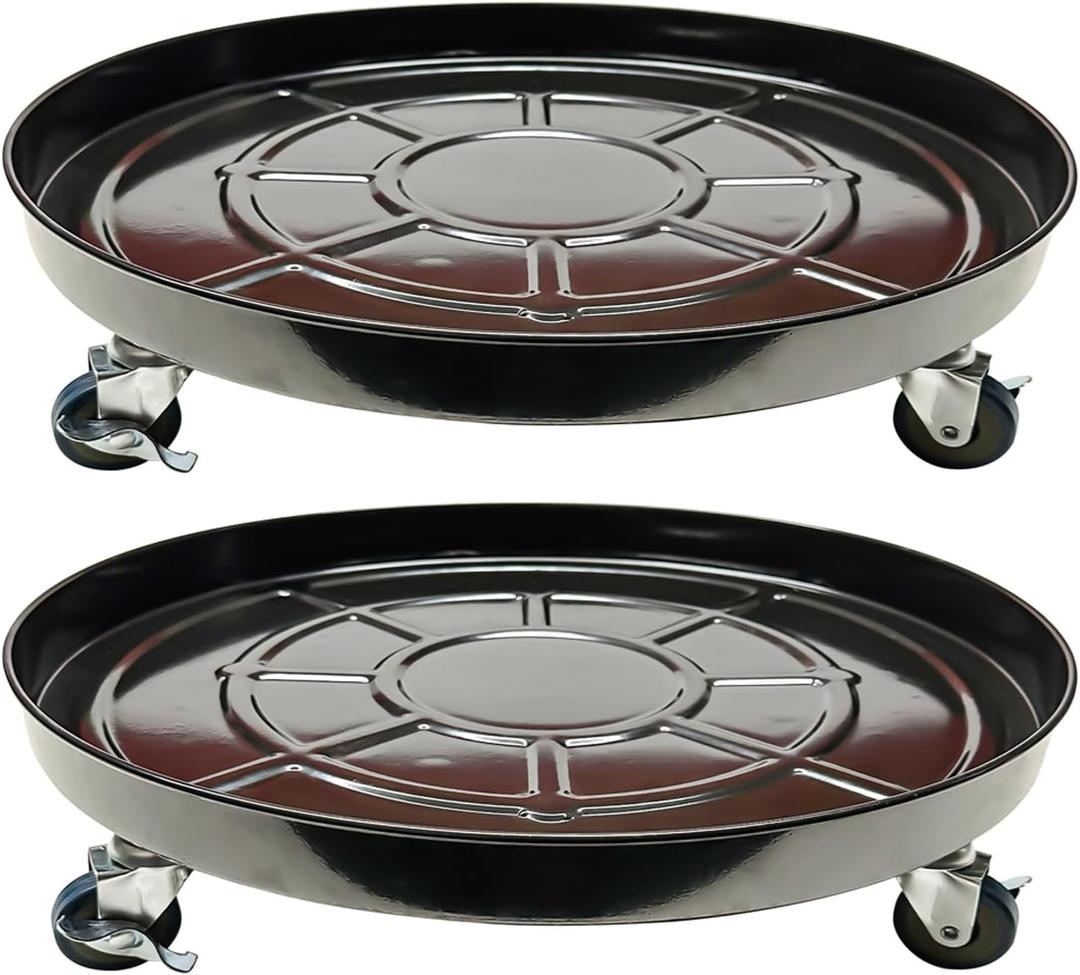 Choclaif Plant Caddy with Wheels, 2 Pack Black Heavy Duty Plant Stand with Universal Wheels, Round Pot Trolley for Indoor Outdoor (20)