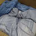 Ombre Blue Comforter Set Queen Size Reversible Gradient Blue Grey Boho Bedding Set for Men Women 8 Pieces Bed in A Bag Bohemian Bed Set With Comforter, Sheets, Pillowcases & Shams, Cushion Cover