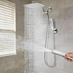 G-Promise All Metal 12 Inch Rain Shower Head with Power Wash Mode Handheld Spray Combo, 71" Extra Long Hose, Ideal for Modern Bathroom Upgrade (2.5 GPM)