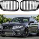 F22 Grille, ABS Front Replacement Kidney Grill for 2 Series F22 F23 F87(M2) Gloss Black