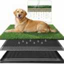Powools Grass Pad for Dogs Potty - 3-Layer Reusable Dog Grass Pad with Tray, Washable Artificial Grasses Dog Potty Tray with Drainage Holes, Indoor & Outdoor Grass Pee Pad for Dogs, 30" x 20"