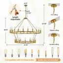 47" Gold Wagon Wheel Chandelier, 2 Tiers 36-Light Large Farmhouse Chandelier for High Ceilings, Round Rustic Pendant Light Fixture for Foyer, Entryway, Dining Room, Staircase