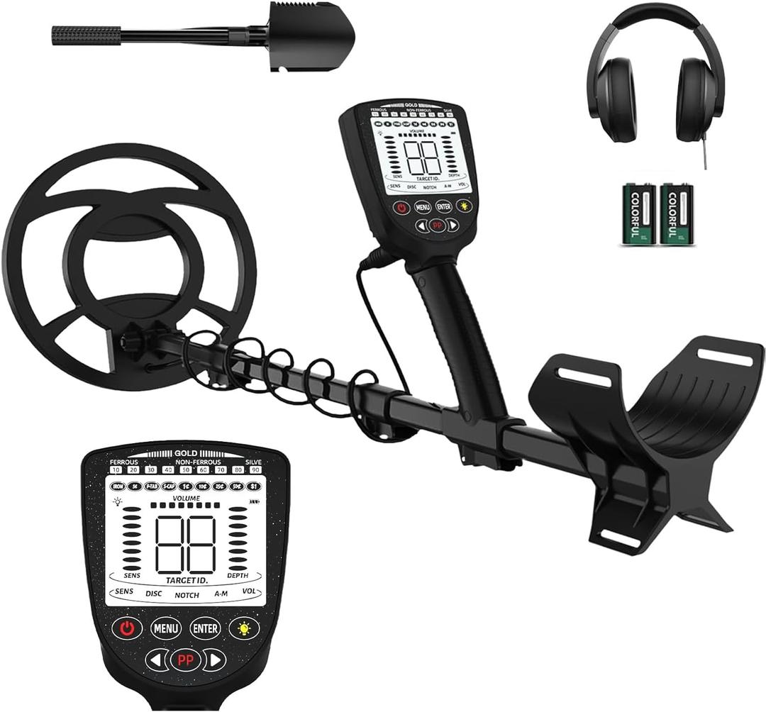 Metal Detector for Adults & Kids,Higher Accuracy Gold Detector with Bigger LCD Display,Waterproof 10" IP68 Coil & 4 Modes,New Advanced DSP Chip,6-Metal Identification Suitable for Beach and Backyard (Black)