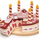 Tender Leaf Toys - Chocolate Birthday Cake - Pretend Play Food Toy with Candles and Plate, Birthday Party Decoration or Gift for Kids - Develops Social Skills and Imaginative Play for Kids - Age 3+