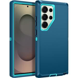 for Samsung Galaxy S25 Ultra Case Heavy Duty Protective Shockproof Dropproof 3-Layer Full Body Protection [Without Screen Protector] Tough Rugged Case for Galaxy S25 Ultra,Turquoise