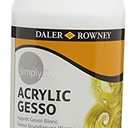 Daler-Rowney Simply Gesso 500ml - White Gesso Primer for Multiple Surfaces - Dual Use Base Gesso for Acrylic Painting and Base Gesso for Oil Painting - Paint Thickening or Tinting Agent