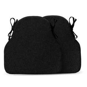 Kafiso Windsor Dining Chair Cushions Set of 4, Thick Non Slip Kitchen Chair Pads with Ties & Removable Washable Cover, Indoor Seat Cushion 17" x 16" x 2", Black