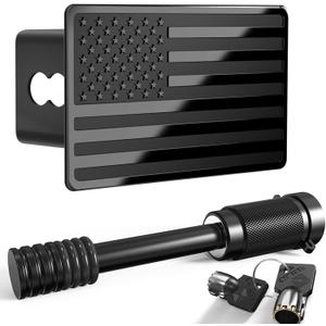 2.5 Inch American Flag Trailer Hitch Cover Plug with 5/8-Inch Pin Diameter Trailer Hitch Lock,2 1/2 Inch Hitch Cover Fits for 2.5 Inch Receivers,Black