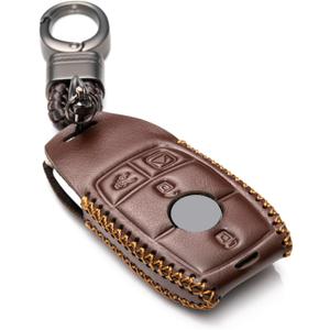 Vitodeco Genuine Leather Smart Key Fob Case with Leather Key Strap Compatible for Mercedes-Benz A, C, E, S, CLA, CLS, GLA, GLB, GLC, GLE, GLS, G Glass (2017 - 2024) - 4-Button, Brown Vitodeco Genuine Leather Smart Key Fob Case with Leather Key Strap Compatible for Mercedes-Benz A, C, E, S, CLA, CLS, GLA, GLB, GLC, GLE, GLS, G Glass (2017 - 2024) - 4-Button, Brown