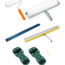 QWORK Self-Levelling Cement Tool Kit, Floor Construction Roller Spike Shoes, Epoxy Floor Paint Tool, Stainless Steel Scraper Self-Leveling Rake