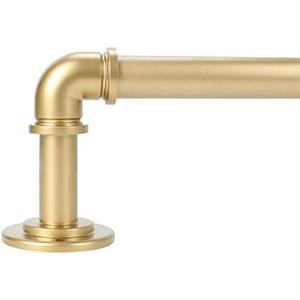 OLV Gold Industrial Curtain Rods for Windows 66 to 120 Inch(5.5 to 10 Feet), 1 Inch Diameter Blackout Wrap Around Adjustable Heavy Duty Window Drapery Rods, Indoor and Outdoor