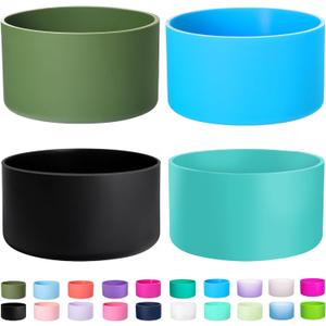 4-Pack Silicone Boot for Stanley Cup 40 30 OZ, Boots for Stanley Cups Accessories 40 30OZ,Non-Slip Rubber Bottom Protector Cover,Noise Reduction Sleeve for Quencher H2.0 / IceFlow 20oz 30oz (Olive Gree+Black+Turquoise+Blue Lagoon)