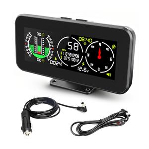 M60 Car Inclinometer for Off-Road SUV Vehicles, MPH KMH GPS Speedometer with Compass, Multifunctional Digital HUD Level Tilt Gauge Angle Slope Meter with Coordinate Display