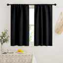 RYB HOME Black Short Curtains Blackout, 45 inch Durable Cafe Curtains Room Darkening Window Drapes Privacy Protection for Basement Closet Kithen, W29 x L45 inch, 2 Panels