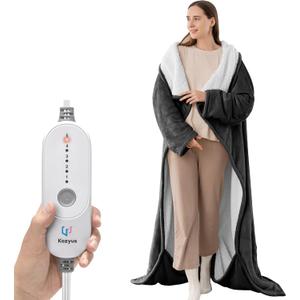 Wearable Heated Blanket with Foot Pocket & Sleeves, Electric Blanket Heated Robe for Women & Men, 5 Heat Settings, 3H Auto-Off, Machine Washable, ETL Certified, Gift-Ready, 50x70 Inches, Grey