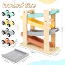 Joyreal Montessori Toddler Toys for 1 2 Year Old - 4 Level All-Wooden Car Ramp Racer Toys with 4 Mini Cars & Garages - Christmas Birthday Gifts for 1-3 Year Old Boys and Girls