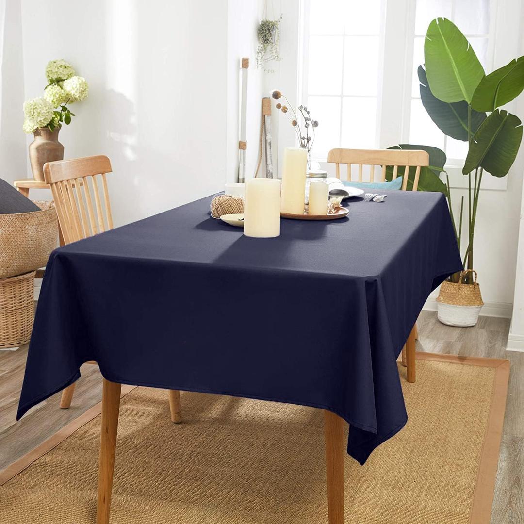 Navy Blue Square Tablecloth 54 x 54 Inch 210 GSM Stain&Water Wrinkle Resistant Washable Fabric Table Cloth for Dining Table Buffet Parties Outdoor Picnic Camping Kitchen