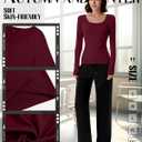 4 Pack Women's Underscrub T-Shirts, Long Sleeve 65% Cotton Tees Slim Fit Scrub Tops Scoop Neck Basic Layer Shirts (L)