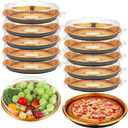 Yoiemivy Disposable Pie Carrier with Clear Lid, 9''/11'' Plastic Serving Tray Round Pie Platters Pizza Container for Pies Salad Meal Prep (12 Pack, 9 inch)