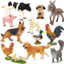 Farm Animals Toy Set, 12 Realistic Small Animal Figurines with Pets, Livestock, Poultry for Kids Ages 3+, Educational Learning Playset for Toddlers Boys Girls