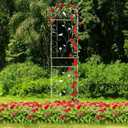 Metal Garden Trellis for Climbing Plants, 86.5" x 19.7" Metal Plant Trellis Outdoor, White Iron Garden Trellis, Clematis Trellis Outdoor, Arched Decoration Suitable for courtyards, lawns, Gard, White