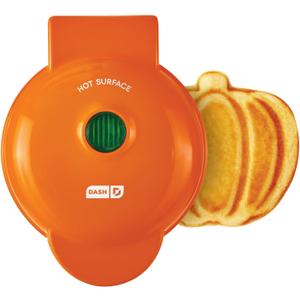 DASH DMWP001OR Mini Maker for Individual Waffles, Hash Browns, Keto Chaffles with Easy to Clean, Non-Stick Surfaces, 4 Inch, Orange Pumpkin