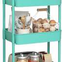 Sywhitta 3-Tier Plastic Rolling Utility Cart with Handle, Multi-Functional Storage Trolley for Office, Living Room, Kitchen, Movable Storage Organizer with Wheels, Green
