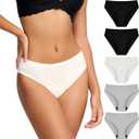 BATTEWA Womens Leak Proof Underwear Light Incontinence Bikini Panties Reusable Odor Control Protective Briefs for Ladies Teens 40ml (Multicolor, S, 5 Pack) (Grey)