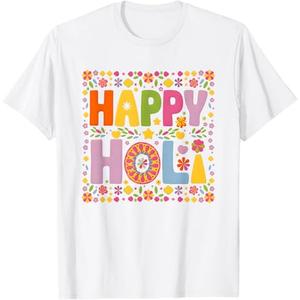 Happy Holi Colorful India Hindu Celebrating Holi T-Shirt, Medium
