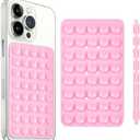 Pack of 6 Hlija Suction Cup Phone Case Mount Double-Sided,Silicon Sticky Phone Stand for iPhone and Android, Hands-Free Strong Grip Holder for Selfies and Videos - Baby Pink