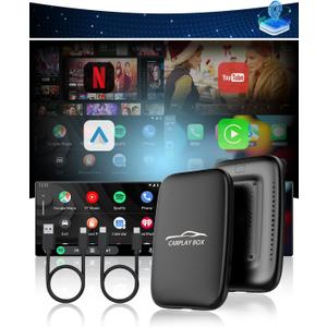 5 in 1 Wireless CarPlay Adapter with Netflix YouTube, 2025 New Carplay Wireless & Android Auto Adapter Converts Wired to Wireless Carplay Dongle Magic CarPlay Ai Box Streaming Video for iPhone/Android