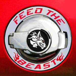 TOOLEPIC for Dodge Challenger Accessories-Snarling Hellhound Fuel Gas Tank Door Cover Overlay with Feed The Beast Design,Unique Car Accessory Perfect for Customization [Gas Tank Cover Not Included]