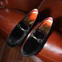 COSIDRAM Mens Dress Shoes Loafers Business Classic Suede Luxury Copper Chain Party Wedding Moccasins for Male, 13, A/Black