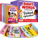 QUOKKA 520 Sight Words Flash Cards with Images & Sentences  Based on Dolch Sight Words Lists for Reading Fluency  Kindergarten Flash Cards for Pre-K to 3rd Grade - Color-Coded Vocabulary Set