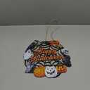 Halloween Decoration Wooden Ghost Door Wreath for Front Door Sign Wall Signs, Pumpkin Bat Black Cat Happy Halloween Sign Hanging for Home Wall Decor Halloween Party Outdoor indoor Supply