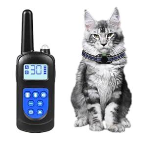Cat Training Collar No Shock, 2025 Vibrating Cat Collar with Remote 2000ft, Beep and Vibration Collor for Cats 10-120lbs, Rechargeable/Security Lock & Humane to Stop Bad Behaviors, Blue