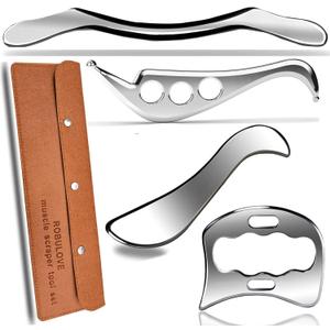 Robulve Professional Muscle Scraper Tool Set, 4-Piece IASTM Physical Therapy Kit with Carrying Case, Manual Massage Tools for Myofascial Release