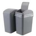 Swing Lid Garbage Bin Kitchen, 4 Gallon/ 16 L Grey Trash Can, 2 Packs