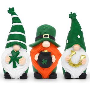 St Patricks Day Decorations St Patricks Day Gnomes 3pcs Mini Size Green Irish Leprechaun Figurine for St Patricks Day Decorations Indoor St. Patrick's Day Gifts