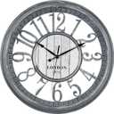 Bernhard Products Large Wall Clock 16 Inch Gray Noiseless Battery Operated Quality Quartz Rustic Farmhouse Shabby Chic Vintage Design for Kitchen/Living Room/Bedroom/Decorative Stylish Clocks