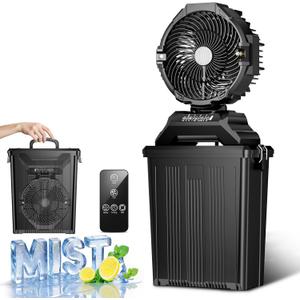 Portable Misting Fan for Outside,40000mAh Rechargeable Camping Mister Fan,15L Cooling Fan with Remote,Ice Fan with 4 Spray Speeds,4 Misting Modes,3 Light Modes for Garden/Camping/Party/Fishing