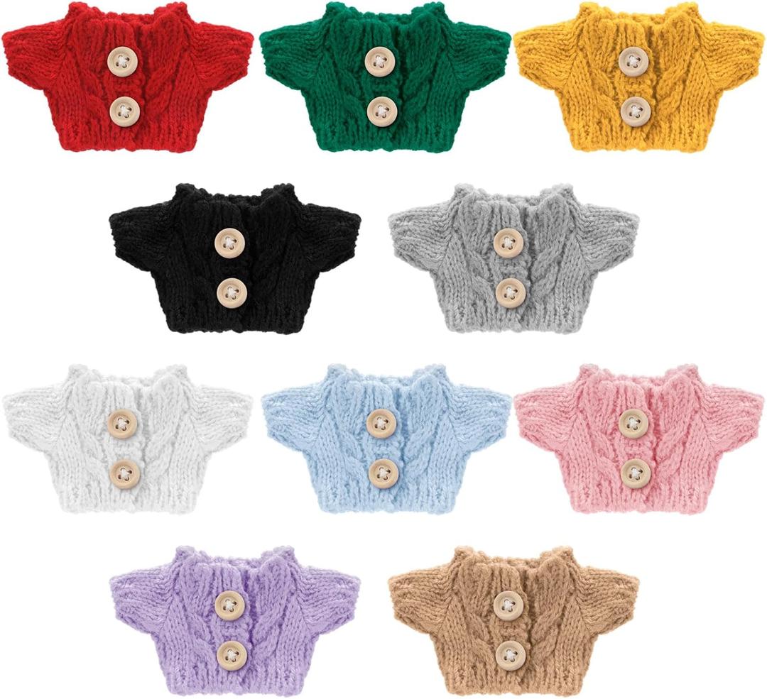 Bencailor 10 Pieces Small Doll Clothes Set 3.14 x 1.96 Inches Doll Sweaters Fit 5-9 Inches Various Styles of Small Dolls(Fresh Style)