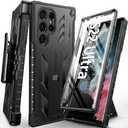 FNTCASE for Samsung Galaxy S22 Ultra Case: Built-in Screen Protector & Kickstand & Belt-Clip Holster, Full-Body Dual Layer Rugged Heavy Duty Shockproof Protective Phone Cover-Black