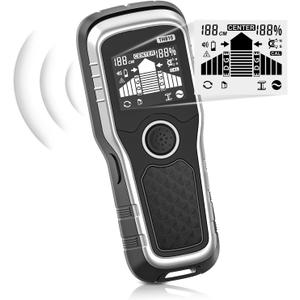 Stud Finder Wall Scanner - 6-in-1 Upgraded Multifunction Auto Detection with LCD Display & Audio Alarm for Wood, Metal & AC Wires, Ideal for Home DIY & Professional Contractors (Light Silver)