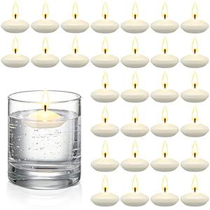 Nuanchu 28 Pcs 1.5'' Unscented Floating Candles Bulk for Centerpieces Votive Floating Cylinder Vases Candles for Wedding Party Anniversary Decoration(White)